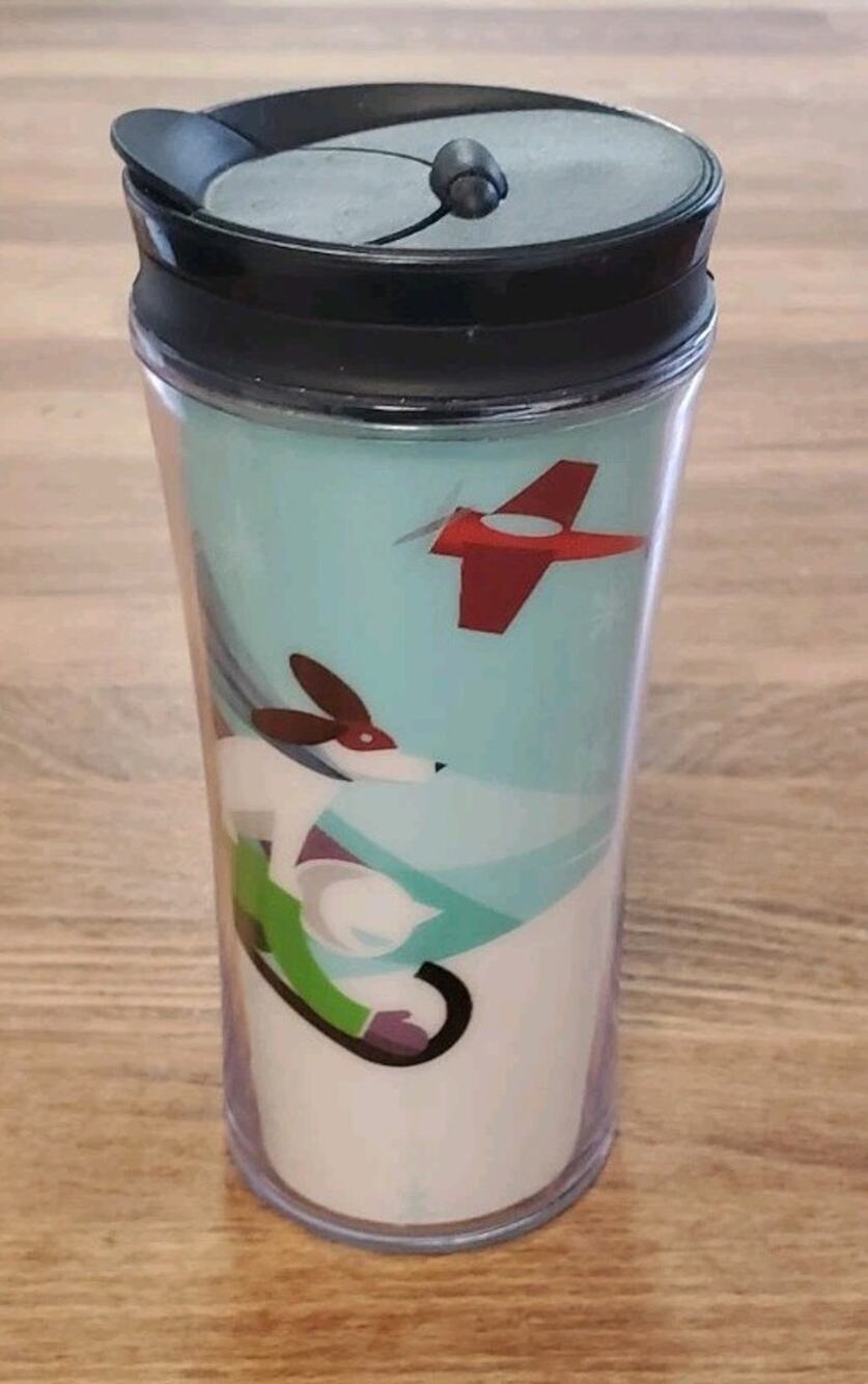 Starbucks 2011 Travel Mug Cup Coffee Tea Holiday Christmas Sled Dog Tumbler 8oz